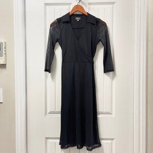 Mexx Sheer Sleeve Wrap Tie Dress Black – XS